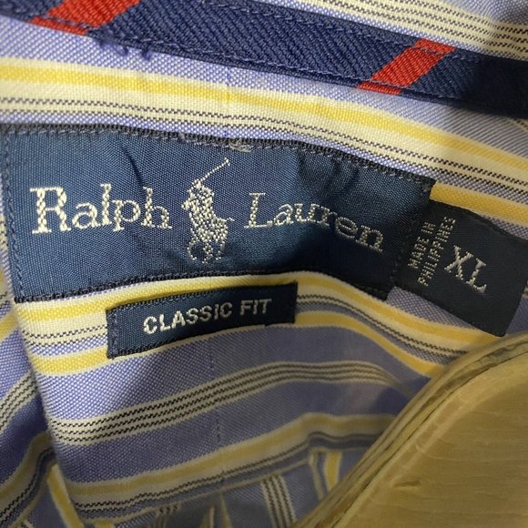Ralph Lauren Men’s Classic Fit XL Long Sleeve Button Down Blue Stripe Shirt - Picture 5 of 6